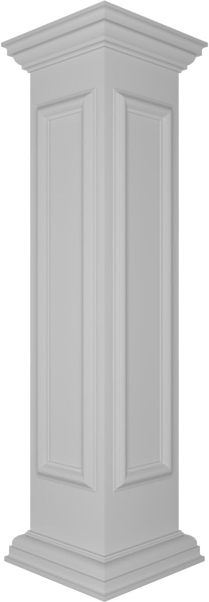 10"W x 48"H Corner Newel Post with Panel, Peaked Capital & Base Trim (Installation kit Included)