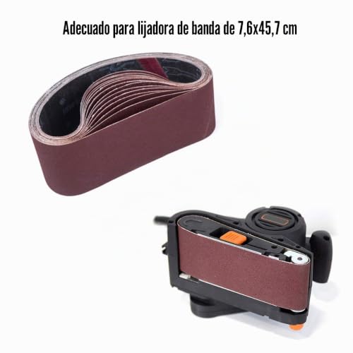 Miniatura 6 de Stebruam Bandas De Lija 75 X 457 Mm,Banda Abrasiva 3 X Grano 80 120 150 240 400 Para Lijadora De Banda,Para Quitar El Polvo, Quitar La Pintura Y Pulir 15 Piezas