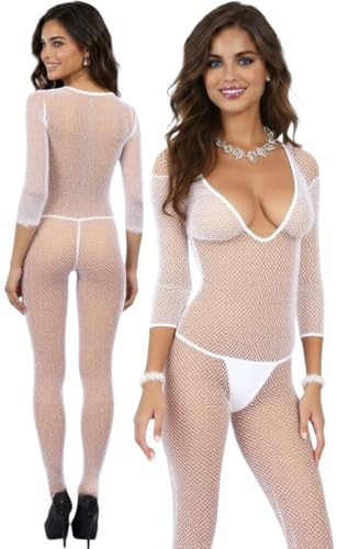 Image of ToBeInStyle Women's Long Sleeve Bodystocking Bodysuit Lingerie Regular & Plus Sizes