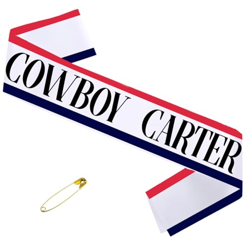 Cowboy Carter Sash with Red and Blue; American Cowgirl; Rodeo Bang Cowboy Large Sash for Concerts Festivals; Western sash for Gifts for Cowboy Cowgirl Christmas Valentines Day Fans Party Concert Women Men Fans; colors of the American flag USA