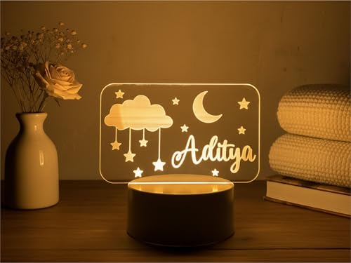 Personalized Name LED Cloud & Moon Lamp Gifts for Men Woman Custo...