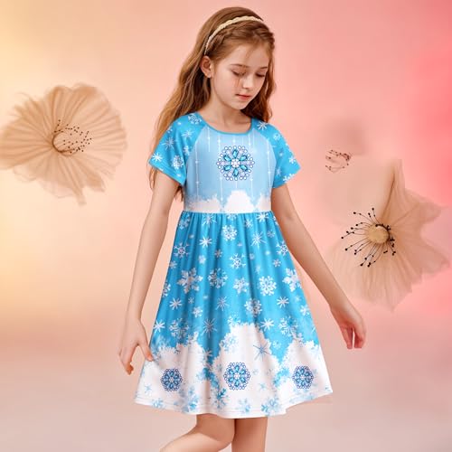 LQSZ Girls Nightgowns Princess Pajamas 3-10 Years Nightdress for Toddler Kids Sleepwear Short Sleeves Night Dress4
