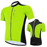 West Biking Herren Radtrikot Kurzarm, Fahrradtrikot Radsport T-Shirt mit 3 Rückentaschen, Atmungsaktives Sommer Fahrrad Trikot Schnelltrockend Trek Radtrikot Fahrradbekleidung, Grün, 2XL