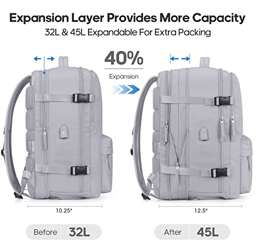 Large Travel Laptop Backpack, Expandable 45L Carry On Backpack Water Resistant Airline Approved Business College Bookbag Work Computer Bag Gifts For Men & Women Fits 17 Inch Notebook #TOP2