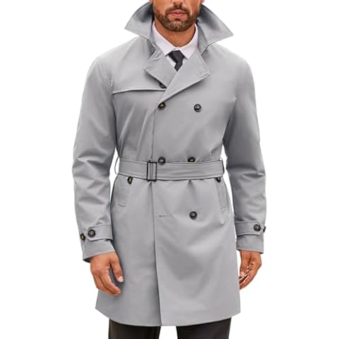 Runcati Men's Double Breasted Trench Coat Cover
