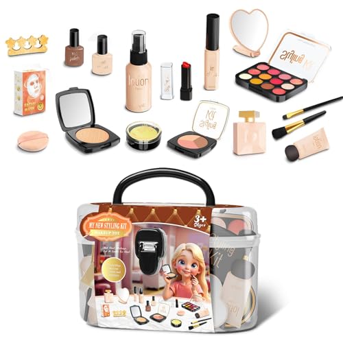 Jouet de maquillage pour petite fille, kit de maison de jeu de princesse, kit de maquillage éducatif 19 x 10 x 13 cm pour fête des enfants, anniversaire,...