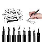 pluma caligrafia artistica 6 plumas de caligrafía Negro con 2 tintas, tamaños de plumas de caligrafía (cepillo x 3, punto medio x1, punto fino x1, punto ultra fino x1), Ya sea pintura, la escritura o la talla, plumas de caligrafía son una excelente opción