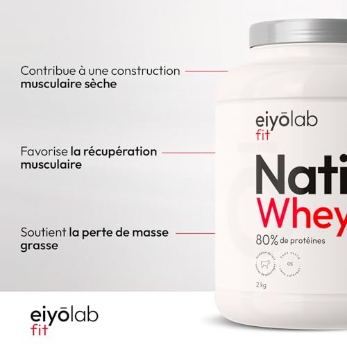 WHEY NATIVE HT | 80% de protéines | 100% Lactosérum Natif Non Dénaturé | Riche en BCAA | Proteines Musculation Rapide | Digestibilité Optimale | Texture Onctueuse Goût Fraise | 2Kg | Eiyolab – Image 3