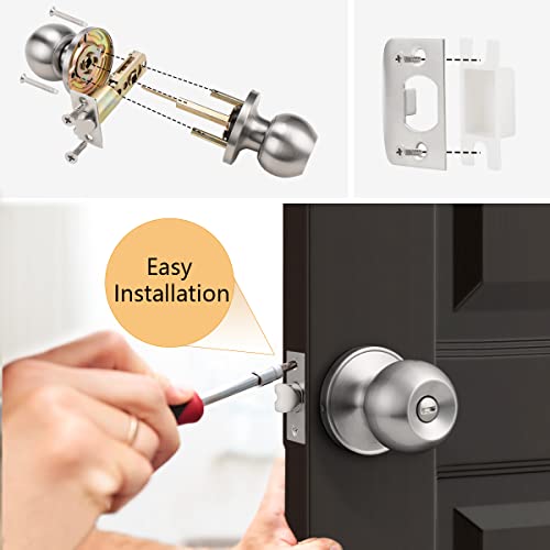 Probrico Bed/Bath Room Door Knobs And Handles In Brushed Nickel Wholesale Privacy Door Knob Locks (10Pack) #TOP6
