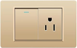 Brazil Thai US A18 Wall Light Switch Power Socket 5V 2.1A USpB Type-C Charrger Gold PC Panel TV TEL Computer Wall Outlet|8 1Gang-US