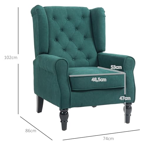 Fauteuil capitonné vert dossier haut, HOMCOM