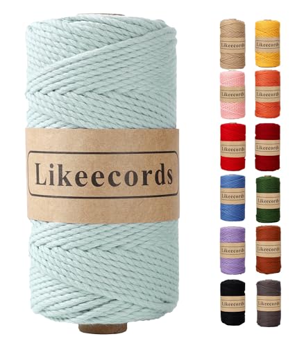 Likeecords Cotton Macrame Cord 3mm x 100m, 3 Strand Twisted, Macrame Rope, Macrame String Cotton Yarn, Macrame Yarn Craft Cord for DIY Crafts Knitting Plant Hangers Christmas Wedding Décor (Navy blue)