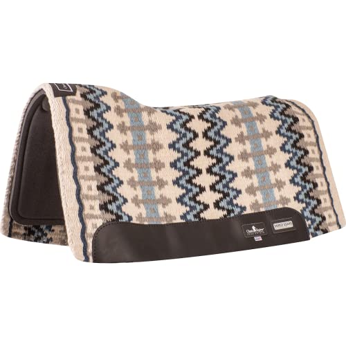 Classic Equine Shock Guard Blanket Top Saddle Pad, 3/4-Inch Thick, Cream-Navy, 34-Inch X 38-Inch #TOP10