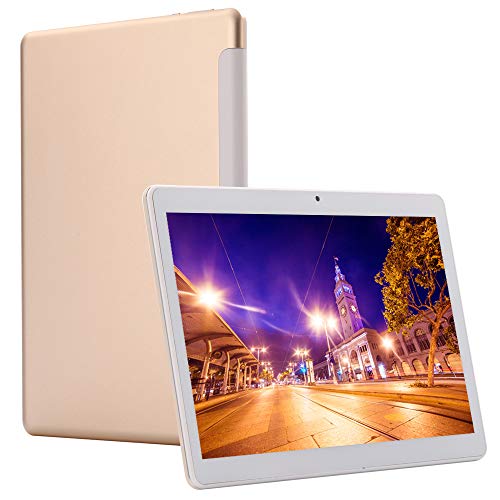 Tableta Android 9.0 de 10 Pulgadas, 6 GB de RAM, 64 GB de RAM, Tableta de desbloqueo de teléfono 4G, WiFi, GPS, Pantalla 1920x1200 HD IPS (Oro)