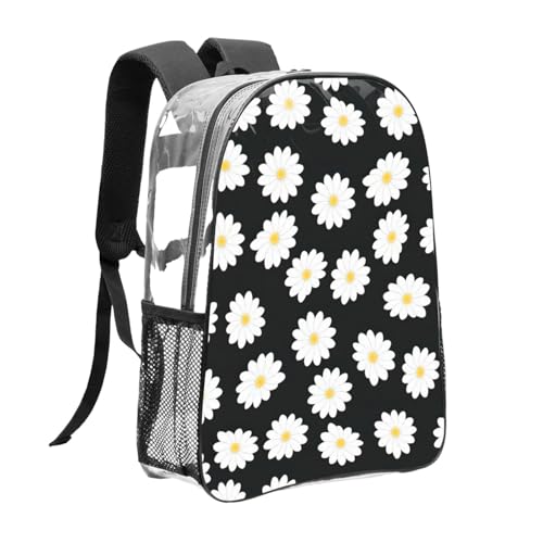 Grand sac à dos en PVC transparent White Daisy imperméable - 3