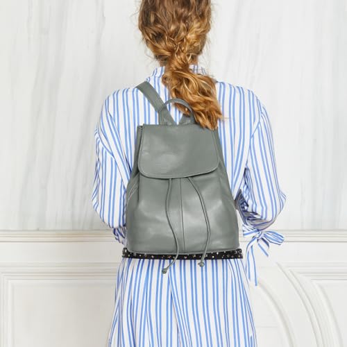 Image of BOYATU Women's Full-Grain Leather Backpack Purse, Minimal Structured Design, Work Commuter & City Travel, Compact Everyday Essentials