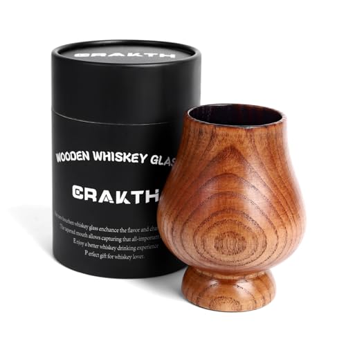 CRAKTH Charred Wooden Whiskey Glass Cup, Bourbon Gift for Men