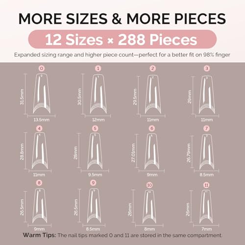 Image of MelodySusie Half Cover Long Coffin X Nail Tips - 288Pcs 12 Sizes Clear Acrylic, Half Matte Press on Nails for DIY Extension & Salon Use, Pre-Shaped for Long-Lasting Manicure