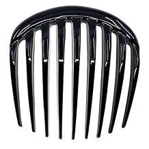 Camila Paris CP2873 French Hair Side Comb Small Rounded, Black, French Twist Hair Combs, Strong Hold Hair Clips for Women Bun Chignon, No Slip Styling Girls Hair Accessories Made in France