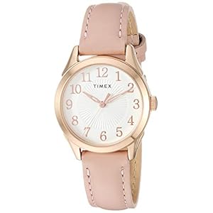 Timex Women’s TW2T66500 Briarwood 28mm Pink/Rose Gold Genuine Leather Strap Watch