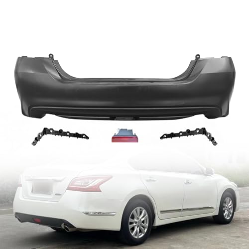 1409KMT Rear Bumper Cover Replacement for 2016-2018 Nissan Altima (submodel: S, SL, SR, SV), W/Bumper Brackets & Rear Fog Light