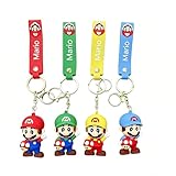Nuahyaz 4Pcs Cute Mario Keychains, Super Brothers Keychain, Cartoon Bag Charms Car Keys, Party Favors for Boys and Girls
