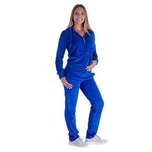 Yasumond Womens Zip Up Hoodie and Workout Sweatpant Set Velvet 2 Pieces Solid Sports Tracksuits Blue M