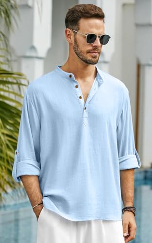 Image of Men's Solid Cotton Blend Regular Fit Mandarin /Chinese Collor Short Kurta for Men