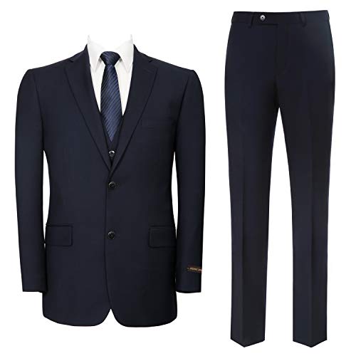 P&L Men's Suit 3 Piece Classic Fit Suit Jacket & Expandable Waist Dress Pants & Vest Set3
