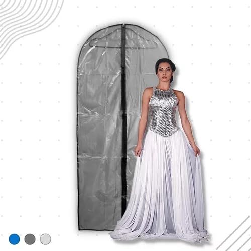 Kit 03 Capas Protetora Para Roupa Vestido Closet 60x137 Cm (Cinza)