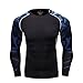 Yihuimin Men Solid Long Sleeve Swimming Rash Guard Shirts UPF 50+ Water Surf Quick Dry Tank Top Blue&Black Large