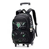 Boys Geometric-Print Rolling Backpack Kids Luggage School Bag Trolley Bookbag Rucksack with Wheels
