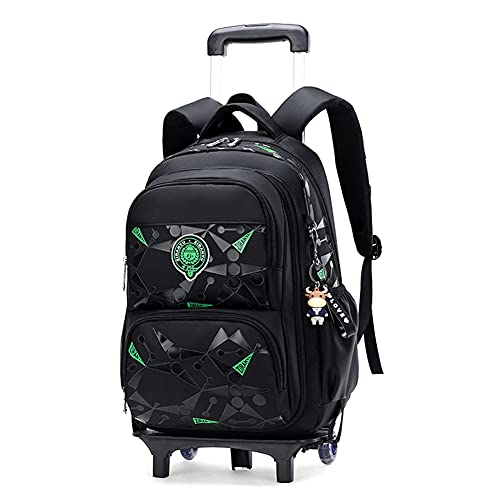 Boys Geometric-Print Rolling Backpack Kids Luggage School Bag Trolley Bookbag Rucksack With Wheels #TOP19
