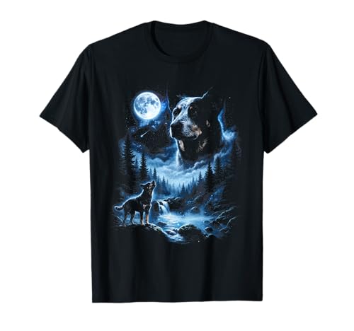 Blue Heeler Howling to the Moon Meme Animal Graphic T-Shirt