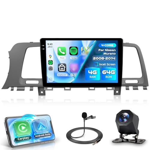 Rimoody 4G+64G Android 15 Car Stereo for Nissan Murano 2008-2014(LHD) with Wireless Carplay Android Auto, 9 in-Cell Screen Head Unit with GPS-Bluetooth 5.0-FM RDS-EQ-5G-WiFi Backup Camera SWC