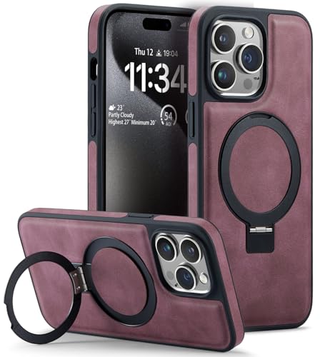 Coque magnétique iPhone 14 Pro violette antichoc dotée d'un anneau de support