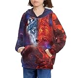 Upetstory Cool Wolf Hoodie for Kids Size 8-10 Boys Girls' Fashion Hoodies & Sweatshirts Jumper Shirt