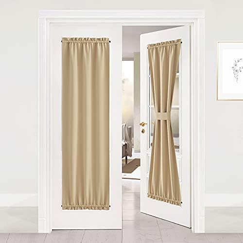 NICETOWN Room Darkening Sidelight Door Panel - Window Treatment Thermal Insulated French Sliding Glass Door Curtain for Privacy (1 Panel, 25 inches Wide x 72 inches Long, Biscotti Beige)