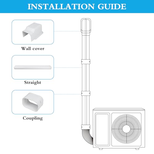 MOOITEK 4\" 13.5Ft Mini Split PVC Line Set Cover Kit Decorative PVC Line Set Cover Kit for Central AC & Heat Pumps Systems Tubing Cover(13.5Ft,White)