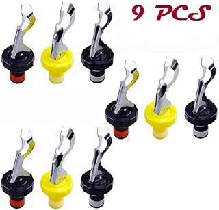 Oopsu 9 PCS Expanding Bottle Stopper，Flip Top Wine Bottle Stopper，Bottle Stopper，Creates Airtight Seal，Wine