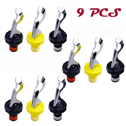 Oopsu 9 PCS Expanding Bottle Stopper，Flip Top Wine Bottle Stopper，Bottle Stopper，Creates Airtight Seal，Wine