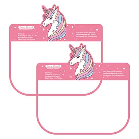 GOOGIT Adjustable High Transparency PET Plastic Protective Visor, Child Protection Anti-fog Protective Face Shield (2pcs, Pink Unicorn) Cover