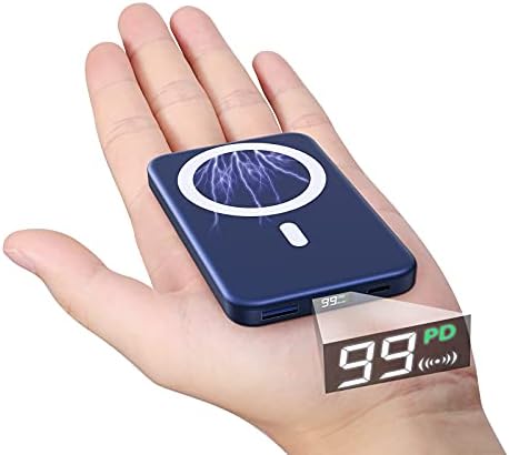 Podoru Power Bank Magnetico, 10000mAh Caricabatterie Portatile Powerbank Wireless PD 22.5W Ricarica Rapida Batteria Esterna per iPhone 17/16/15/14/13/12 Tutto Serie-Blu