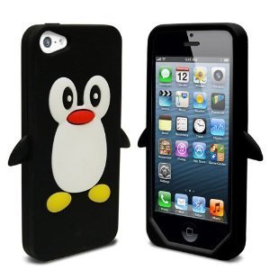 SKS Distribution® Negro Silicona pingüino Funda/Carcasa/Cover para Apple iPhone 5C
