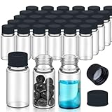 100Pcs 0.1Oz/3ml Clear Glass Vials with Screw Cap, Glass Sample Vial with PE Stopper, Leak-Proof Small Glass Bottles Jars Containers Essential Oil Bottles for Storage Liquid, Pills and Lab Use