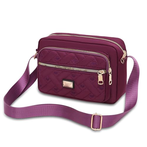 Oxford Cloth Multi-zipper Ladies Messenger Bag Shoulder Bag Fashionable Embroidery Pattern Large Capacity Messenger Bag