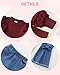 Renotemy Infant Baby Girl Clothes 12-18 Months Fall Winter Outfit for 1 Year Old Girl Gifts Puff Bubble Sleeve Knit Peplum Sweatshirt Flared Bell Bottom Jeans Matching Outfits Clothing Set Maroon Red