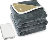 Warm Storm Heated Blanket Electric Knee Blanket, 30'x40' USB Battery Powered Fast Heating Soft Flannel Electric Blanket Throw with 3 Heat Levels & 2H Auto-Off, Warm Gift for Grandma & Grandpa, Gray