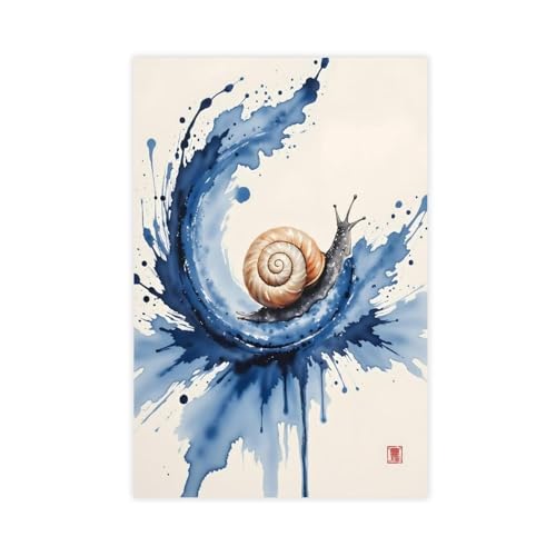 Impression sur toile escargot et vague 40x60 cm pour salon