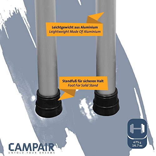 CampAir 2er Set Teleskopstangen Aluminium mit Packbeutel – Stufenlos Höhenverstellbar von 90-230 cm - Drehmechanismus